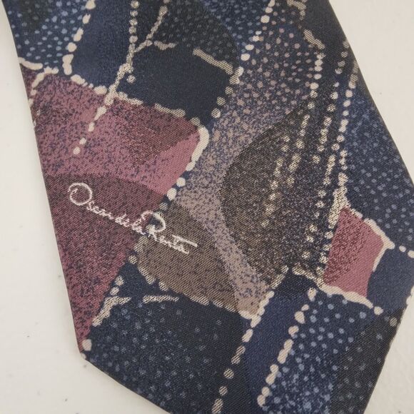Oscar de la Renta Tie Men Necktie Designer Signed Logo Vintage - Picture 3 of 5